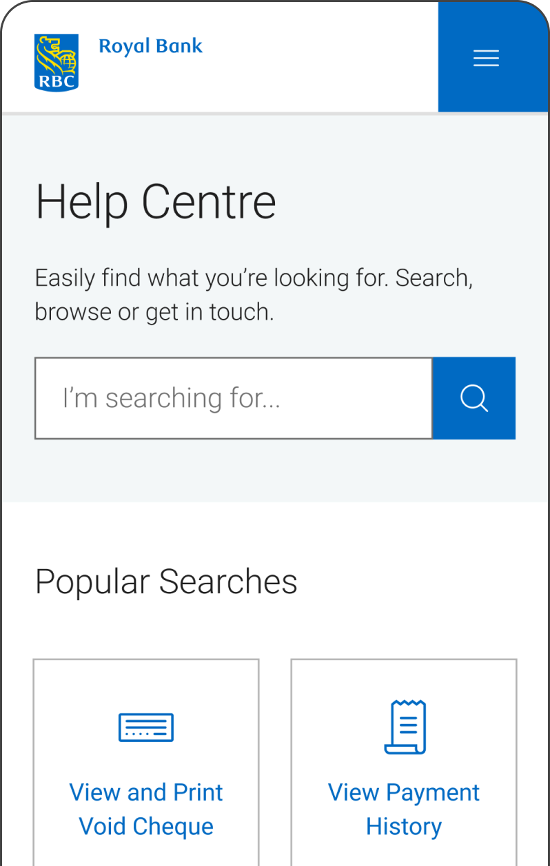 HelpCentre mobile snapshot